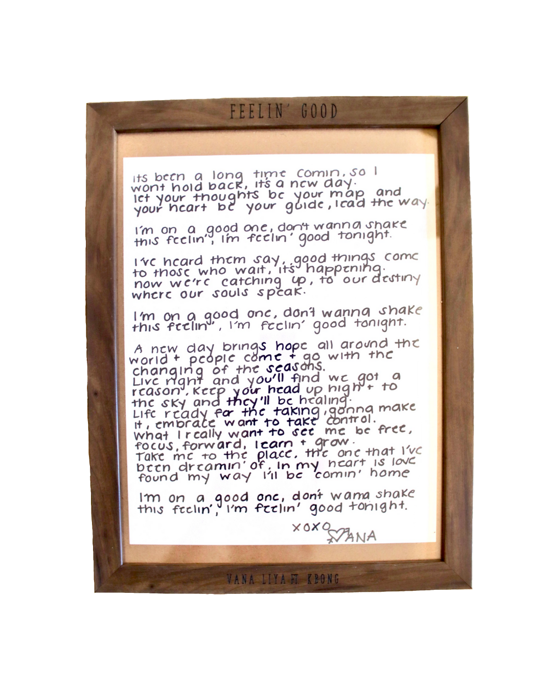 Framed Handwritten Lyrics